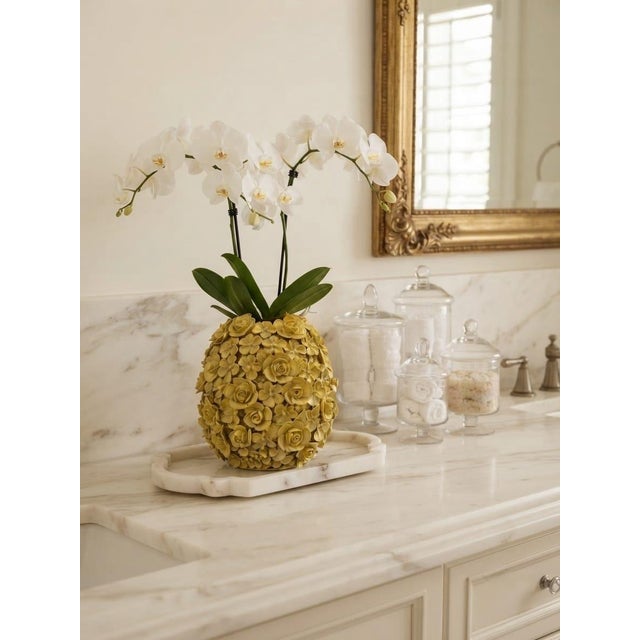 Vintage Italian Ceramic Capodimonte-Style Floral Vase For Sale - Image 10 of 12