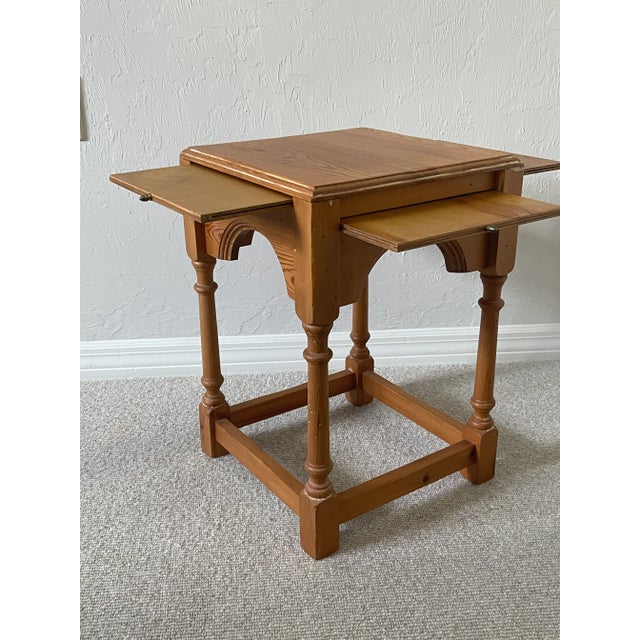 1980s Pine Side Table with Pull Out Trays Chairish