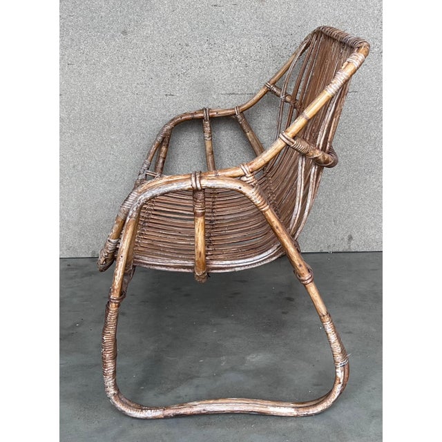 Vintage Mid-Century Modern Rattan and Bamboo Love Seat or Sofa, 1960s For Sale - Image 12 of 18