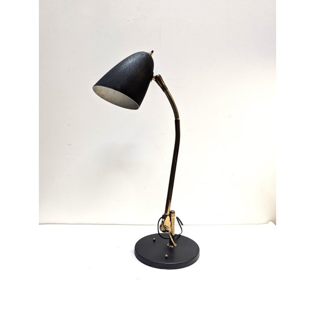 1940s Belmag Articulating Brass Goose Neck Desk Lamp Christian Dell For Sale - Image 9 of 12