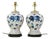 Vintage Brunschwig & Fils Cadiz Table Lamps - Blue and Cream Ceramic With Boar and Deer Motif - a Pair For Sale