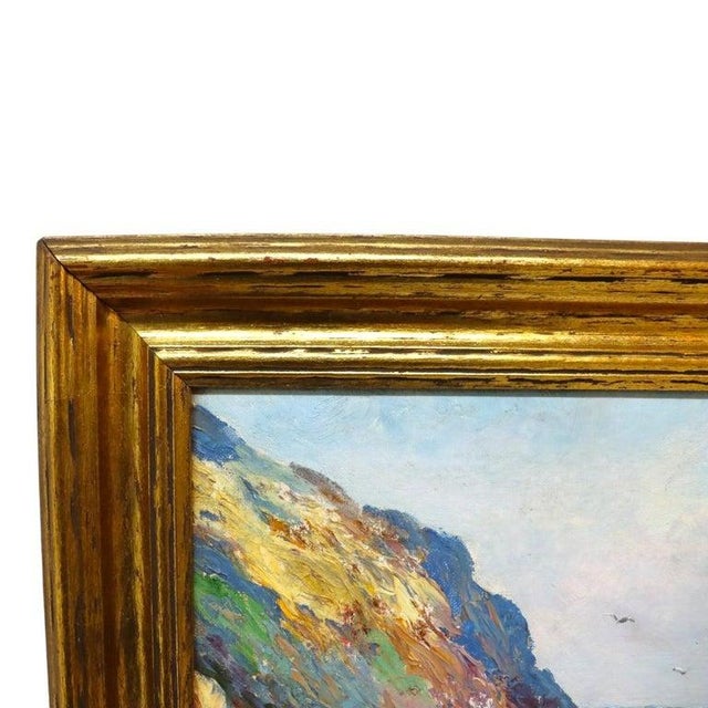 Wood Oil on Board Painting of a Maine Coastal Scene Signed by Mo Henneman C1920 For Sale - Image 7 of 12