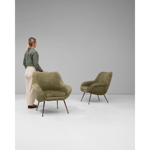 1960s French Green Art Deco Upholstered Armchairs - A Pair For Sale - Image 10 of 18