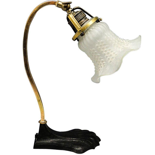20th Century Art Nouveau Glass and Metal Bedside Lamp, Austria, 1890s For Sale - Image 10 of 10