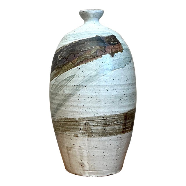 Vintage Handcrafted Abstract Ceramic Vase For Sale