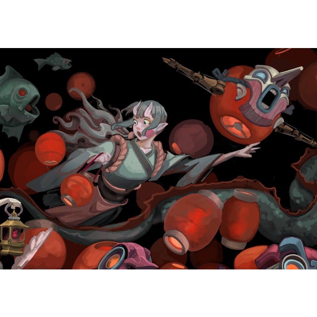 Cursed March by Dustin Panzino | Procreate on metal chaotic scene with various creatures and figures For Sale - Image 4 of 5