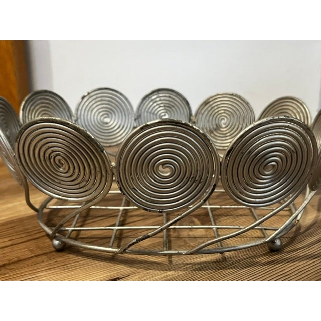 Mid 20th Century Vintage Mid-Century Modern Silver-Tone Wire Basket For Sale - Image 5 of 9