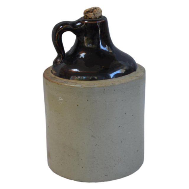 Late 19th Century Antique Two-Tone Stoneware Whiskey Moonshine Jug With Handle For Sale - Image 5 of 5