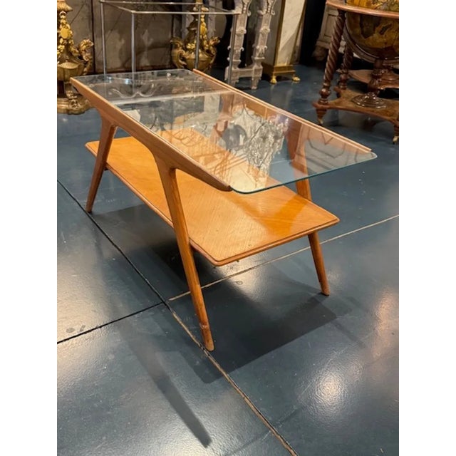 Mid-Century Modern Mid Century Modern Italian Walnut and Glass Coffee Table For Sale - Image 3 of 5