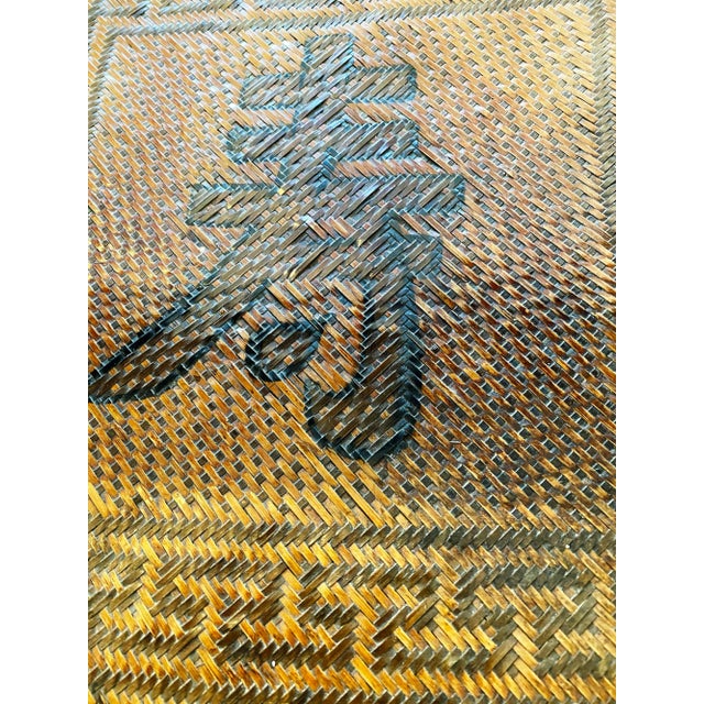 Wood Large 36” Vintage Chinese 3-Tier Bamboo Rattan Wedding Basket, Republic Period Chinoiserie Decor For Sale - Image 7 of 7