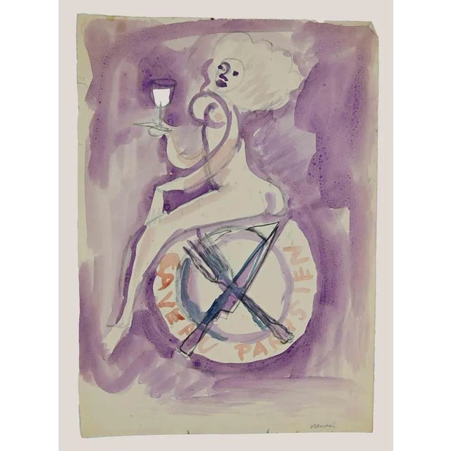 Caveau Parisien is an original watercolour realized by Mino Maccari in the mid-20th century. Hand-signed by the artist...