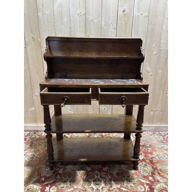 Napoleon III Console Table in Walnut and Veneer For Sale - Image 3 of 11