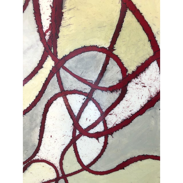 Abstract Jonathan Feldschuh, Large Abstract Mixed Media Lacquer Painting Stealthy Glow Scientific Abstraction, 1999 For Sale - Image 3 of 10