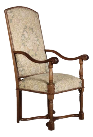 Antique Armchair with Floral Cover in Walnut, 1880