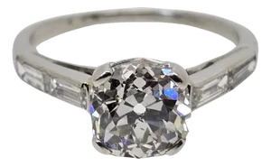Mid 20th Century Gia Certified 1.75 Ct Natural Diamond, Vinatge Old 14k White Gold Ring, Size 5.5
