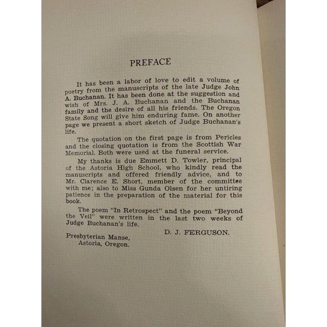 Blue Sunset at the Bar: Poems of Oregon by Judge j.a. Buchanan, 1936 First Edition For Sale - Image 8 of 10