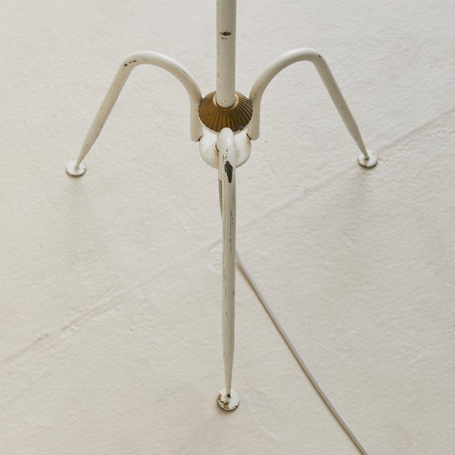 White Italian Floor Lamp in the Manner of Maison Arlus, 1950s For Sale - Image 8 of 10