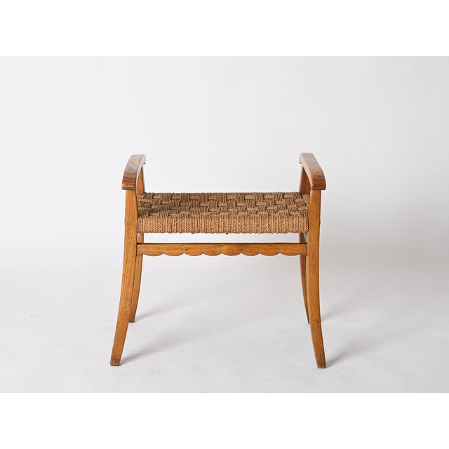 Vintage Italian Oak and Woven Rope Stools by Giuseppe Pagano, Italy, 1940s, Set of 2 For Sale - Image 8 of 14