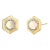 Syna Yellow Gold Hex Earrings with Moon Quartz and Diamonds, a Pair For Sale