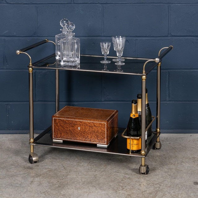 Vintage 20th Century Italian Steel & Brass Framed Drinks Trolley, 1980s For Sale - Image 16 of 18