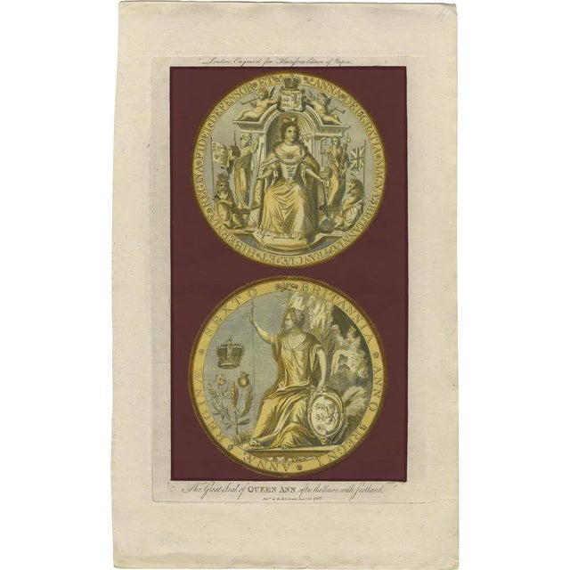 Harrison, Great Seal of Queen Anne after Union with Scotland, 1786, Paper For Sale