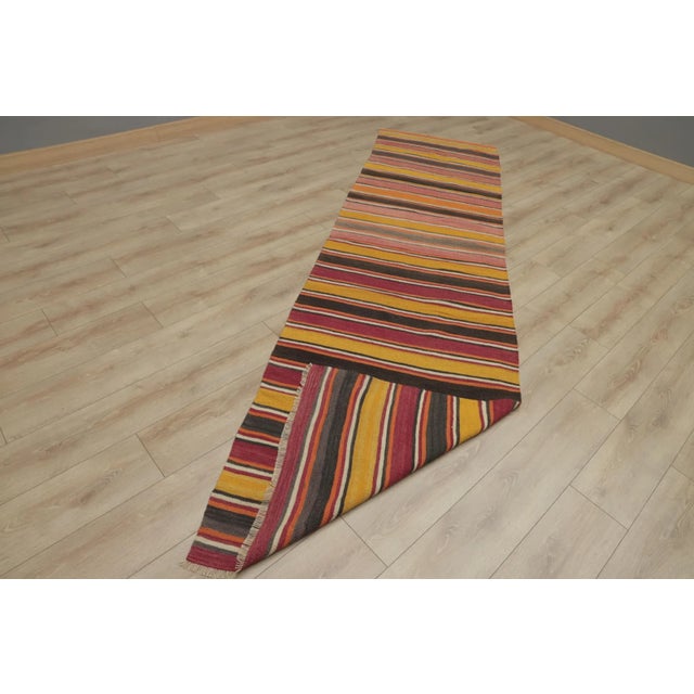 1980s Tribal Red Striped Runner Rug For Sale - Image 4 of 13