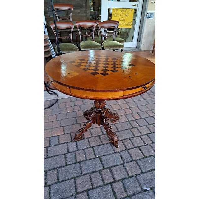 Wood Vintage Game Table in Walnut, 1970s For Sale - Image 7 of 7
