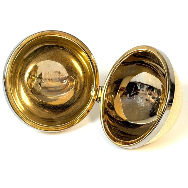 Anthony Redmile London ( Attrib) Silver & Gilt Mounted Circular Egg Shell Box For Sale - Image 4 of 13