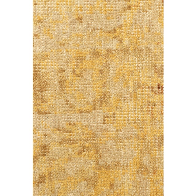 Shabby Chic Rug & Kilim’s Distressed European Rug in Beige-Brown & Gold Florals For Sale - Image 3 of 7