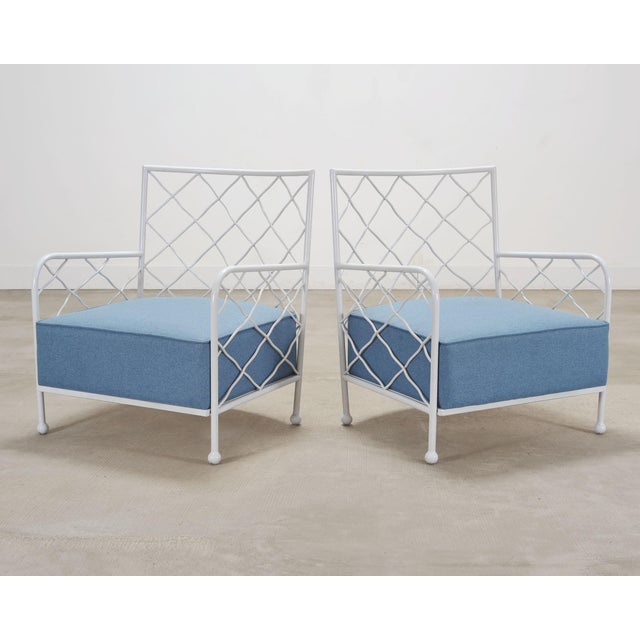 Mid-Century Modern Pair of Midcentury French Iron Lounge Chairs After Royere For Sale - Image 3 of 18