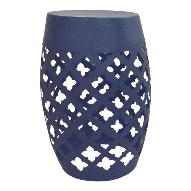 Late 20th Century Metal Lace Cut Garden Stool For Sale