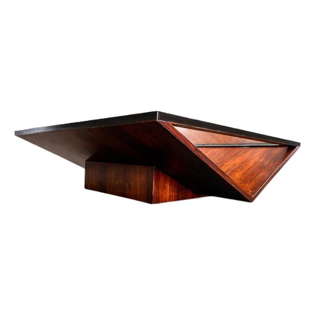Brazilian Modern Coffee Table in Rosewood, Glass & Metal, Attributed to Joaquim Tenreiro, 1960s For Sale