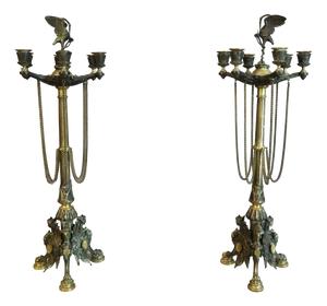 Bronze Candelabra in the Style of Barbedienne, Set of 2