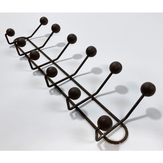 Mid 20th Century Vintage Iron and Wood Ball Wall Hook For Sale - Image 5 of 7