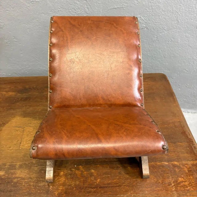 Mid-Century Wood and Leather Stool, Europe, 1970s For Sale - Image 4 of 7