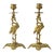 Art Nouveau Style Vintage Brass Crane Candlestick Pair For Sale
