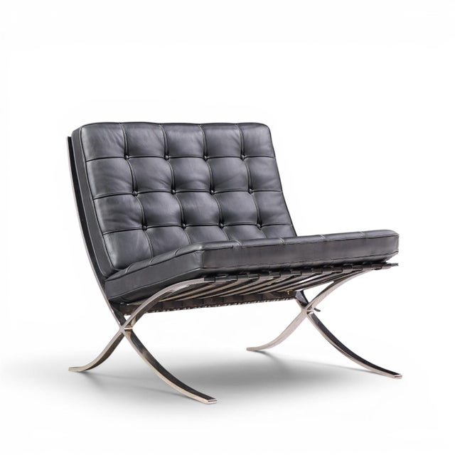 Knoll Mies Van Der Rohe for Knoll Mid Century Barcelona Chairs - Pair For Sale - Image 4 of 13