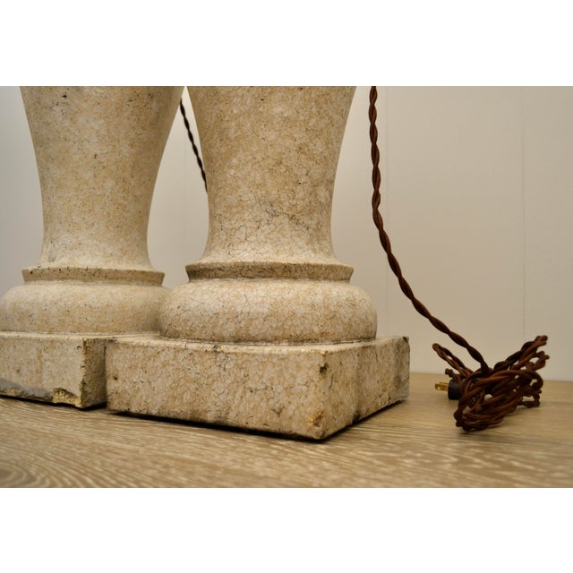 Rustic European Antique Architectural Stone Balustrade Lamps - A Pair For Sale - Image 3 of 4