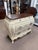 Late 20th Century Late 20th Century White Bombay Style Chest of Drawers Dresser, Floral Print, Finished Woodgrain Top, 4 Drawers, Carved For Sale - Image 5 of 12