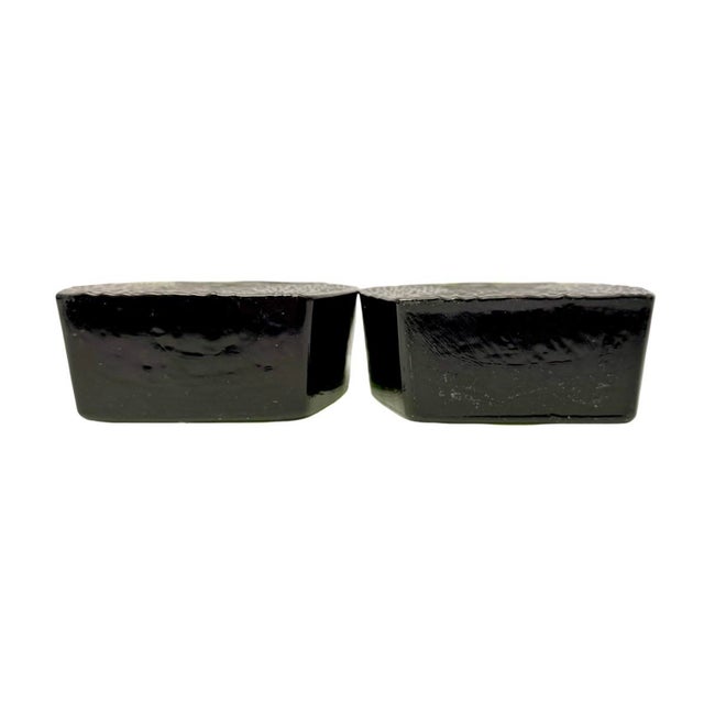 Blenko Glass Owl Bookends Pair Green Emerald Joel Myers 7” Vintage MCM 1960s M4. For Sale In Atlanta - Image 6 of 7