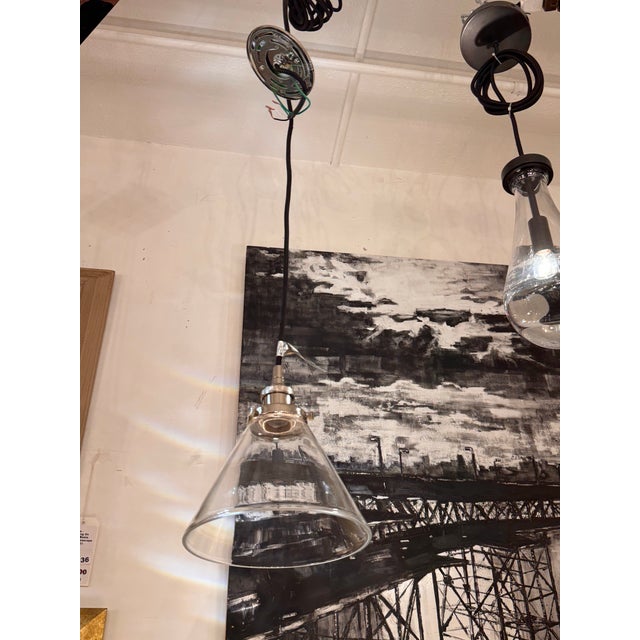 Restoration Hardware 20th C. Factory Filament Clear Glass Barn Pendant For Sale - Image 13 of 13
