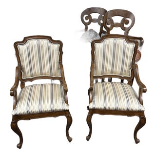 Pair of Solid Oak Louis XV-Style Bergère Chairs, 19th Century France For Sale