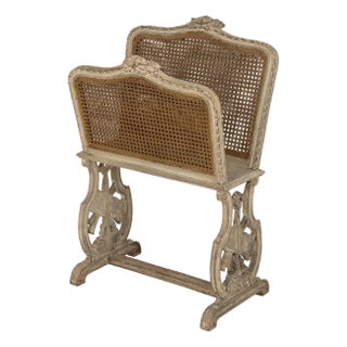 French Provincial Cane Paneled Magazine Rack For Sale