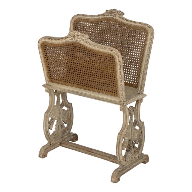 French Provincial Cane Paneled Magazine Rack For Sale