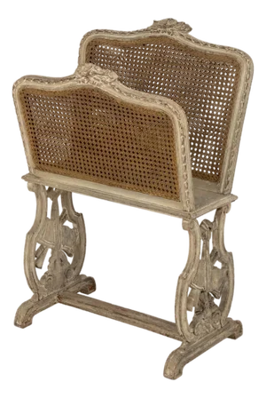 French Provincial Cane Paneled Magazine Rack