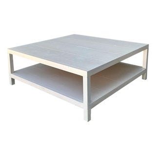 Vintage White Wood Square Coffee Table For Sale