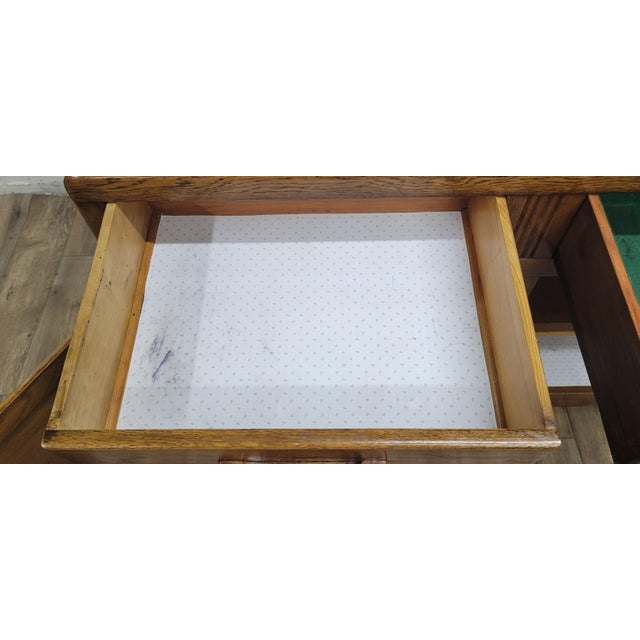 Wood Vintage Art Deco Oak Sideboard Buffet Server For Sale - Image 7 of 10