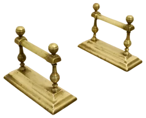 Victorian Brass Fire Dogs, 1880s, Set of 2