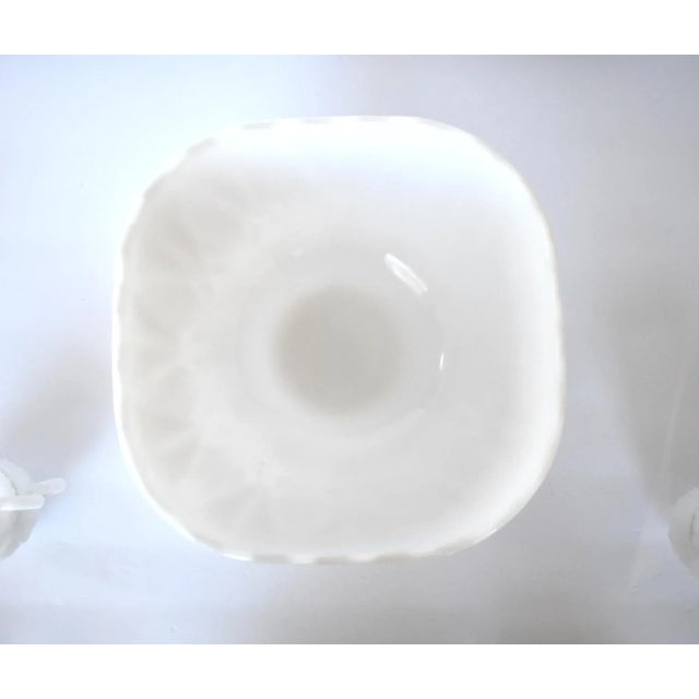 Glass Mid-Century Geometric White Milk Glass Punch Bowl & Cups Set- 13 Pieces For Sale - Image 7 of 9