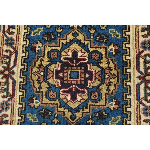 Blue Heriz Runner 2’7” X 7’6” Blue Wool Tribal Hand-Knotted Oriental Rug For Sale - Image 8 of 12